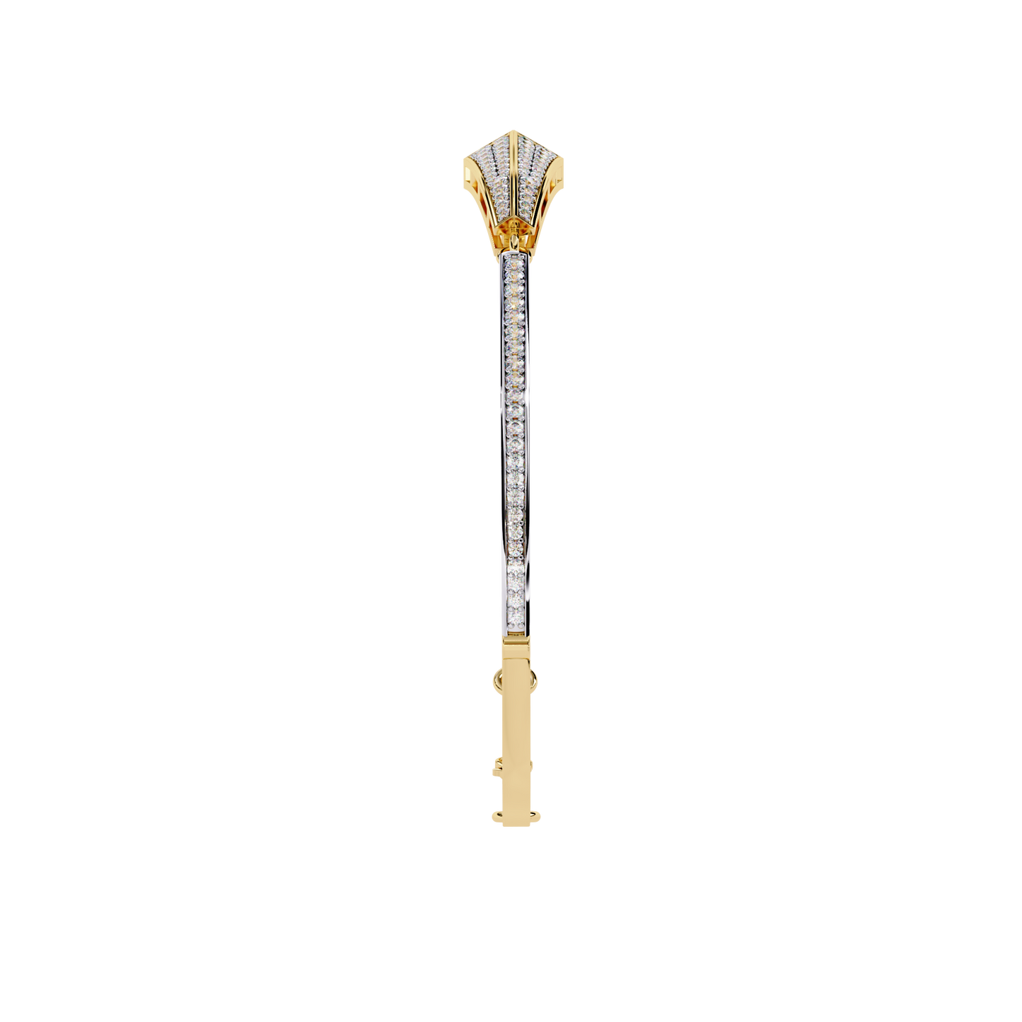Round Cut Diamond 14k Solid Yellow Gold Unique Art Deco Perfect Dainty Party Wear Bangle For Her