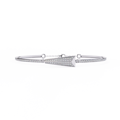 Round Cut Diamond 14k Solid Yellow Gold Unique  Art Deco Perfect Dainty Party Wear Bangle For Her