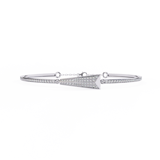 Round Cut Diamond 14k Solid Yellow Gold Unique  Art Deco Perfect Dainty Party Wear Bangle For Her