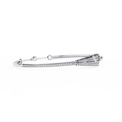 Round Cut Diamond 14k Solid Yellow Gold Unique  Art Deco Perfect Dainty Party Wear Bangle For Her