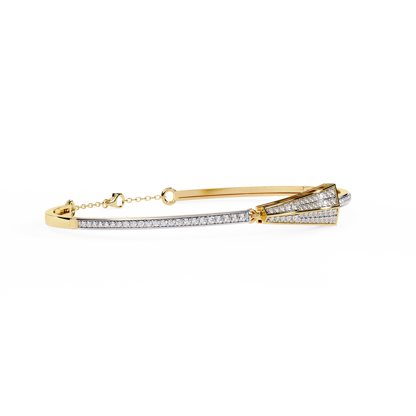 Round Cut Diamond 14k Solid Yellow Gold Unique Art Deco Perfect Dainty Party Wear Bangle For Her