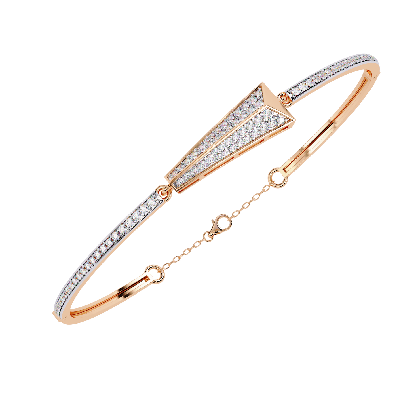 Round Cut Diamond 14k Solid Yellow Gold Unique Art Deco Perfect Dainty Party Wear Bangle For Her