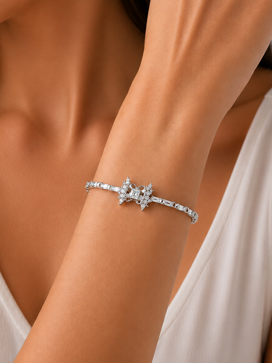 1.65 Ct Princess & Round Diamond Tennis Bracelet