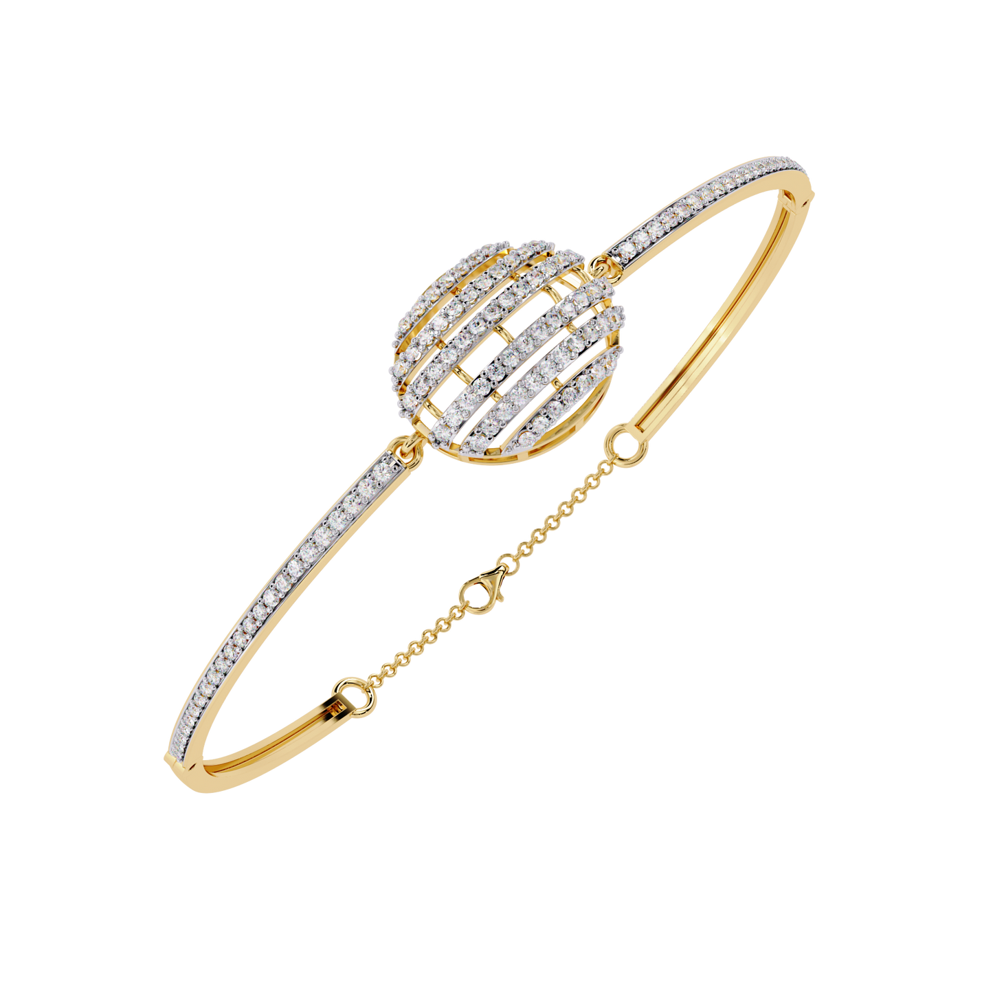 Round Cut Diamond Cluster Modern Perfect Minimalist Hand Crafted Wedding Cuff Bracelet For Her