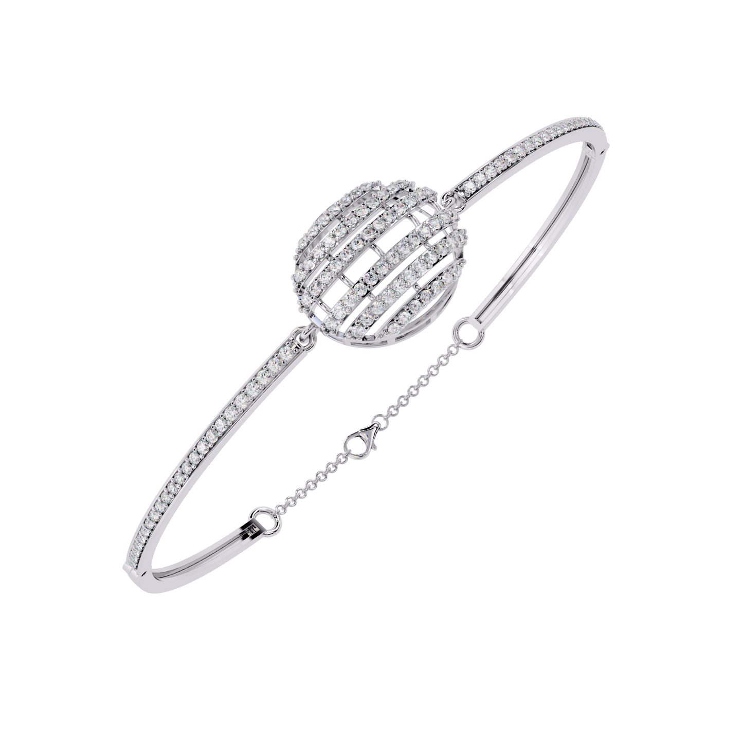Round Cut Diamond Cluster Modern Perfect Minimalist Hand Crafted Wedding Cuff Bracelet For Her