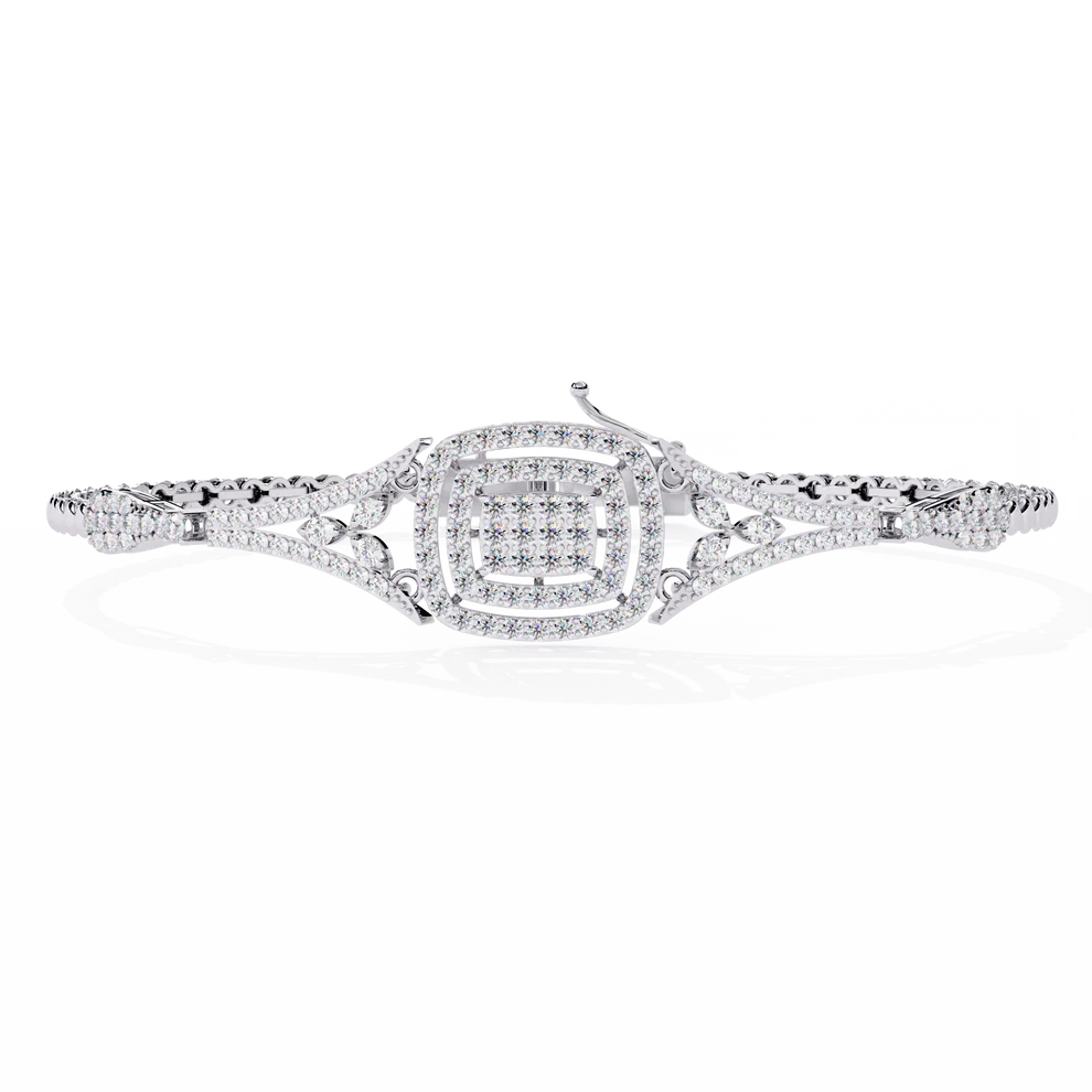 Vintage 1.07Ct Round Cut Lab Grown Diamond Antique Minimalist Perfect Sparkling Bridesmaid Cuff Bracelet