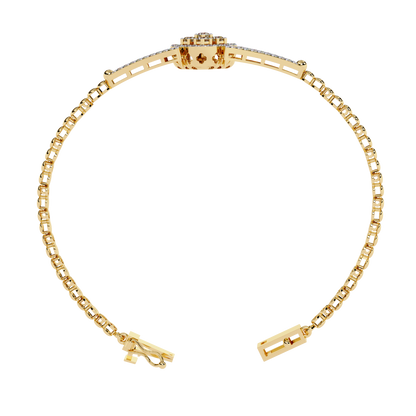 Round Cut Natural Diamond Elegant  Art Deco 10k Solid Yellow Gold Dainty Statement Cuff Bracelet For Women's