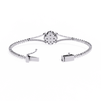 Round Cut Natural Diamond Elegant  Art Deco 10k Solid Yellow Gold Dainty Statement Cuff Bracelet For Women's