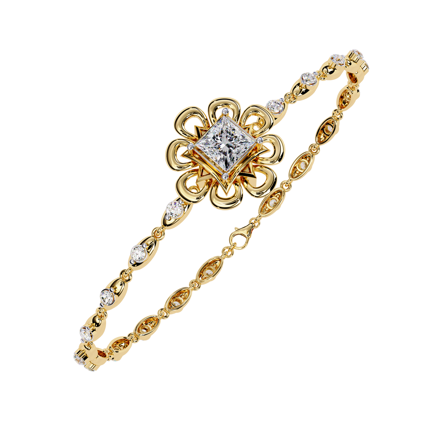 2.11Ct Princess And Round Cut Antique Classic Flower Shape Women Diamond Tennis Bracelet Annivrasry Gift For Her