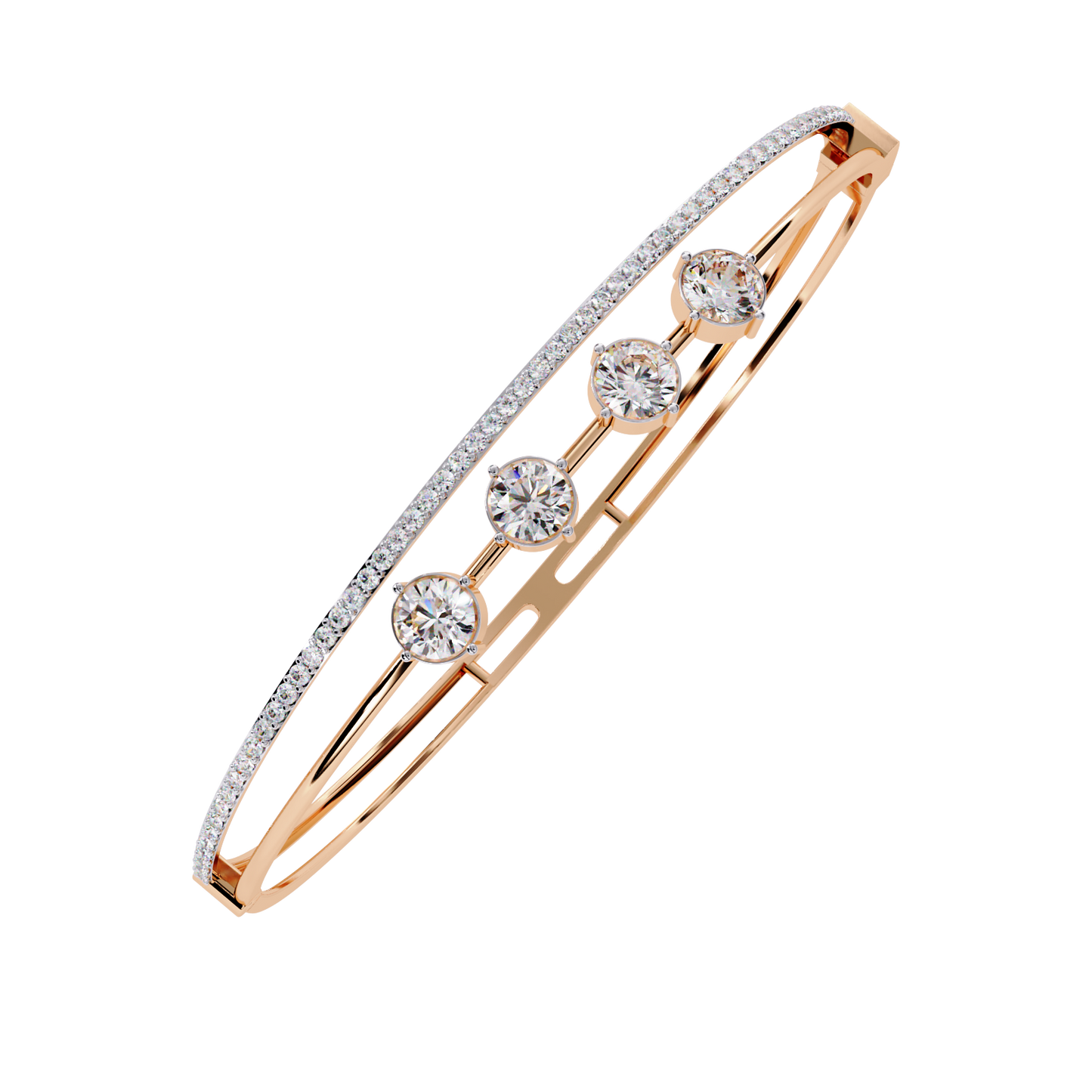 Vintage 2.32Ct Round Cut White Colorless Diamond Prong Set Sparkling Perfect Dainty Party Wear Bangle