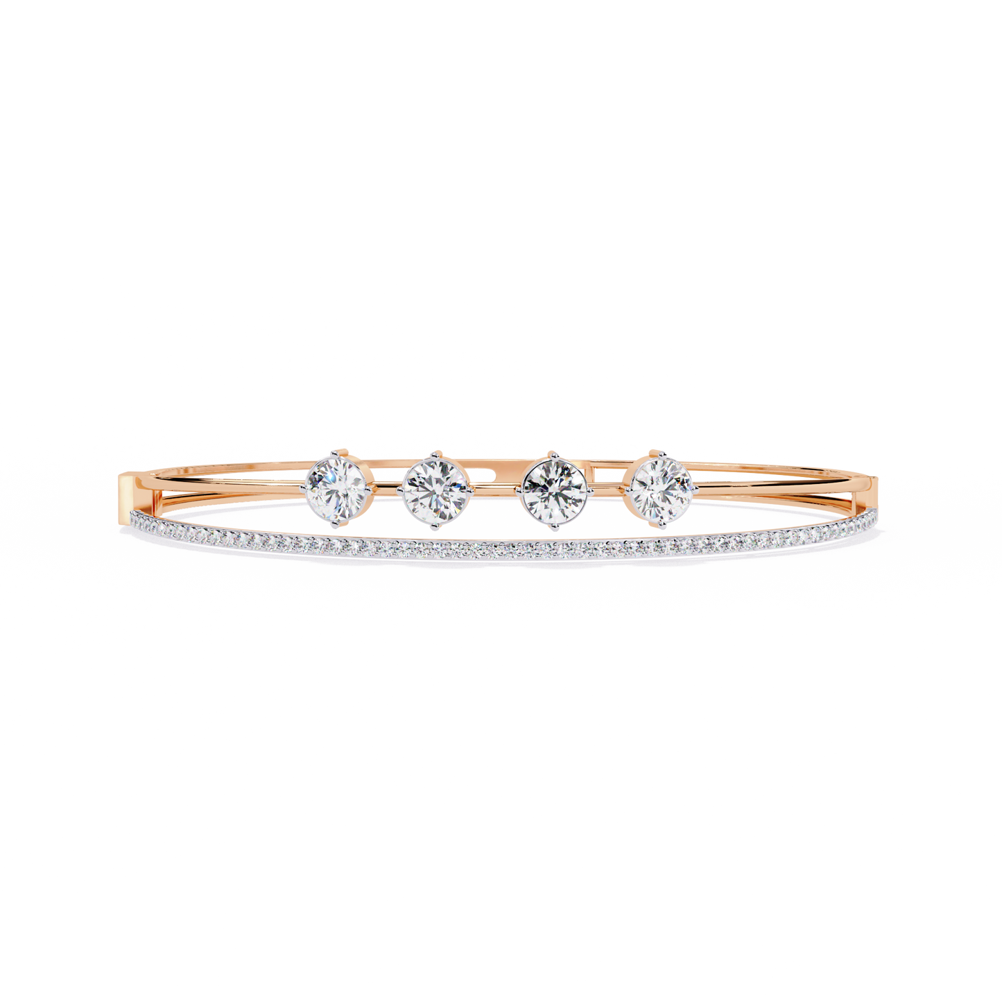 Vintage 2.32Ct Round Cut White Colorless Diamond Prong Set Sparkling Perfect Dainty Party Wear Bangle
