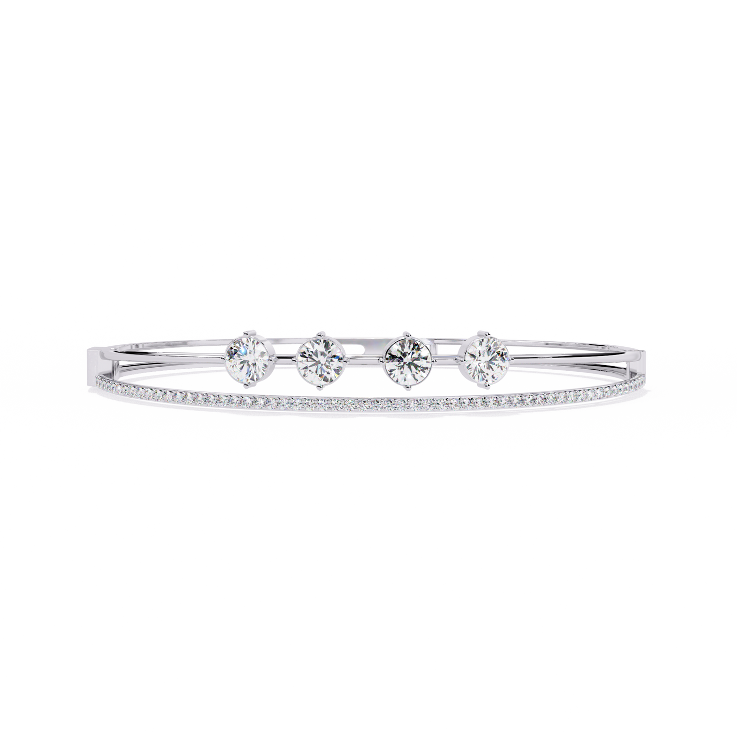 Vintage 2.32Ct Round Cut White Colorless Diamond Prong Set Sparkling Perfect Dainty Party Wear Bangle