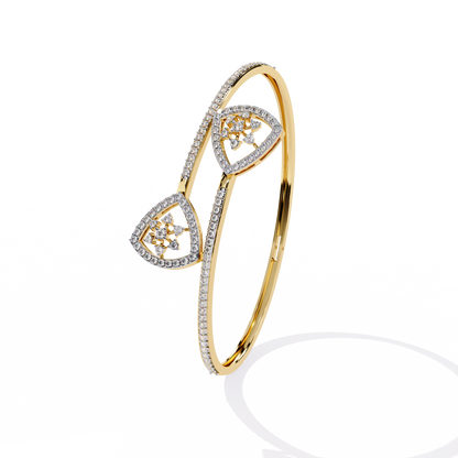 1.35Ct Trilliant Shape Round Cut High Quality Diamond Art Deco Vintage Open Cluster Every Day Bangle for Her