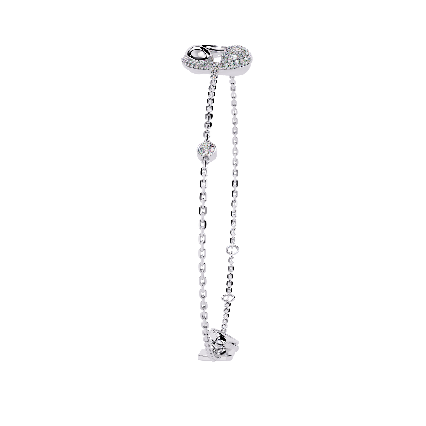 White Colorless Round Cut Lab Grown Diamond Elegant Vintage Classic Stackable Every Day Cuff Bracelet