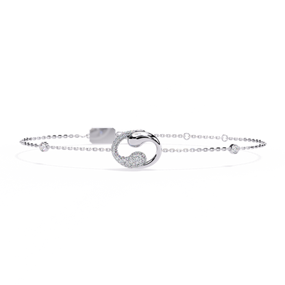 White Colorless Round Cut Lab Grown Diamond Elegant Vintage Classic Stackable Every Day Cuff Bracelet