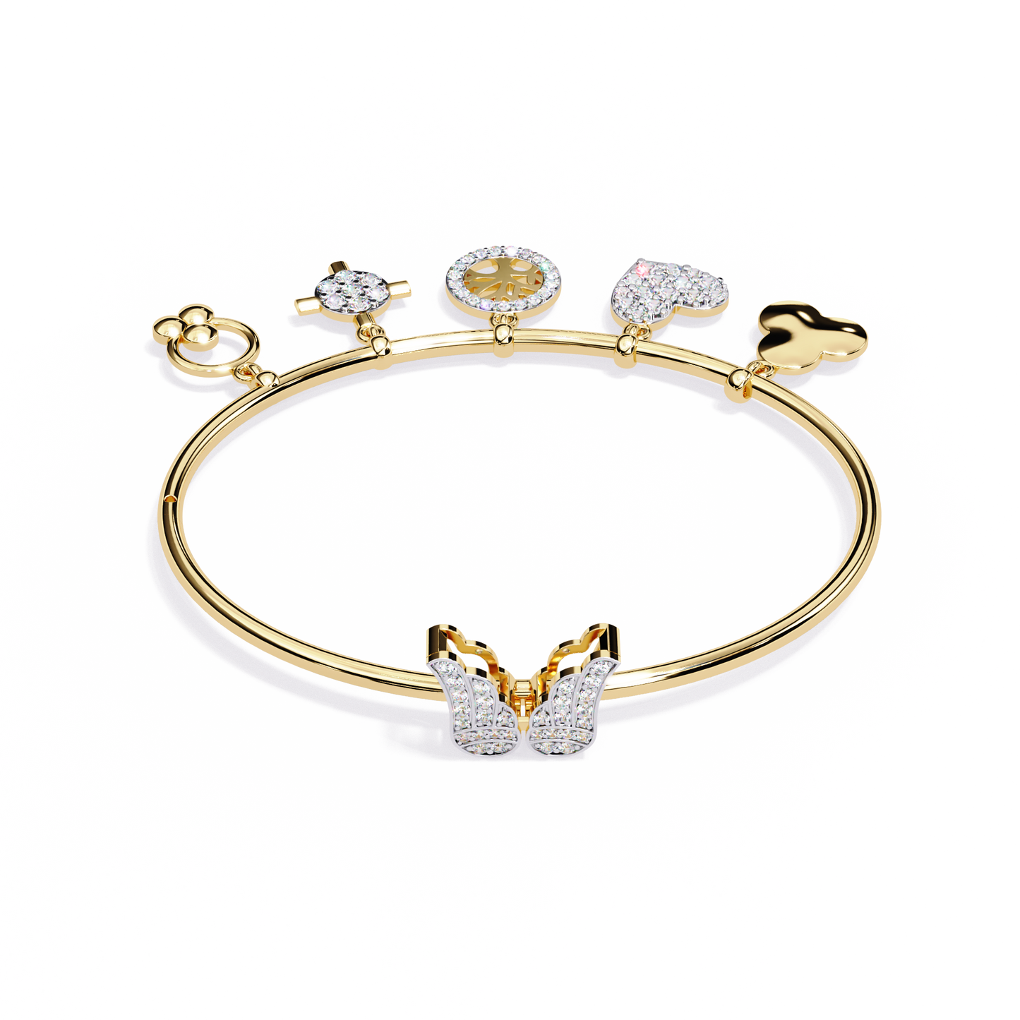 Round Cut High Quality Diamond Antique Butterfly Shape Delicate Art Deco Party Wear Bangle Gift For Friend