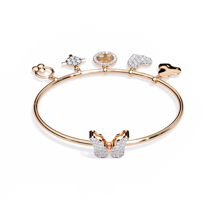 Round Cut High Quality Diamond Antique Butterfly Shape Delicate Art Deco Party Wear Bangle Gift For Friend