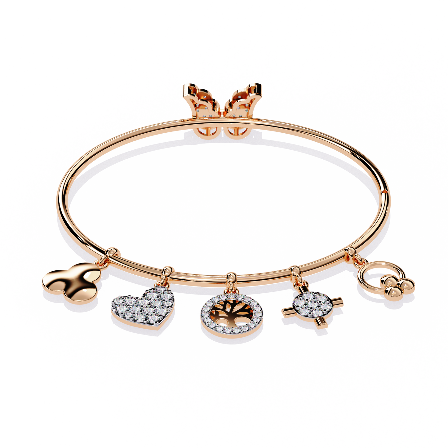 Round Cut High Quality Diamond Antique Butterfly Shape Delicate Art Deco Party Wear Bangle Gift For Friend