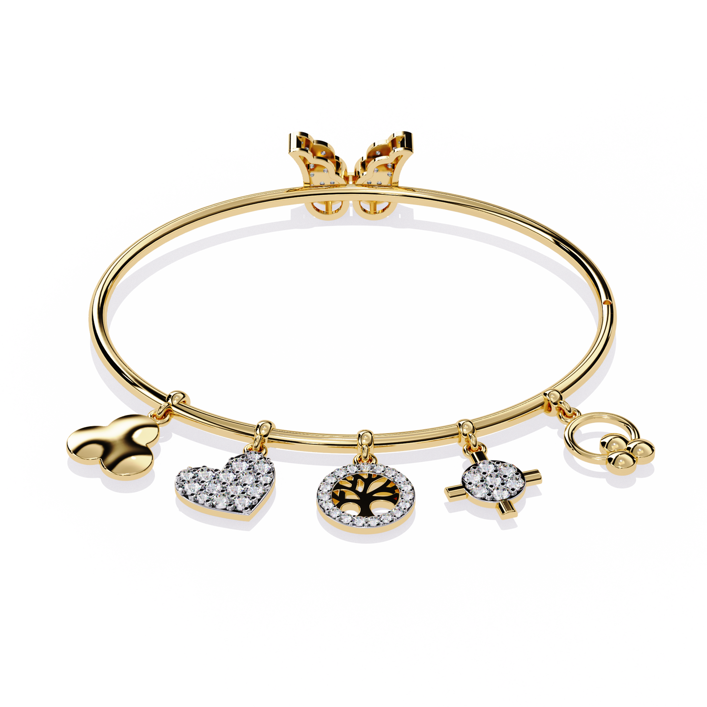 Round Cut High Quality Diamond Antique Butterfly Shape Delicate Art Deco Party Wear Bangle Gift For Friend