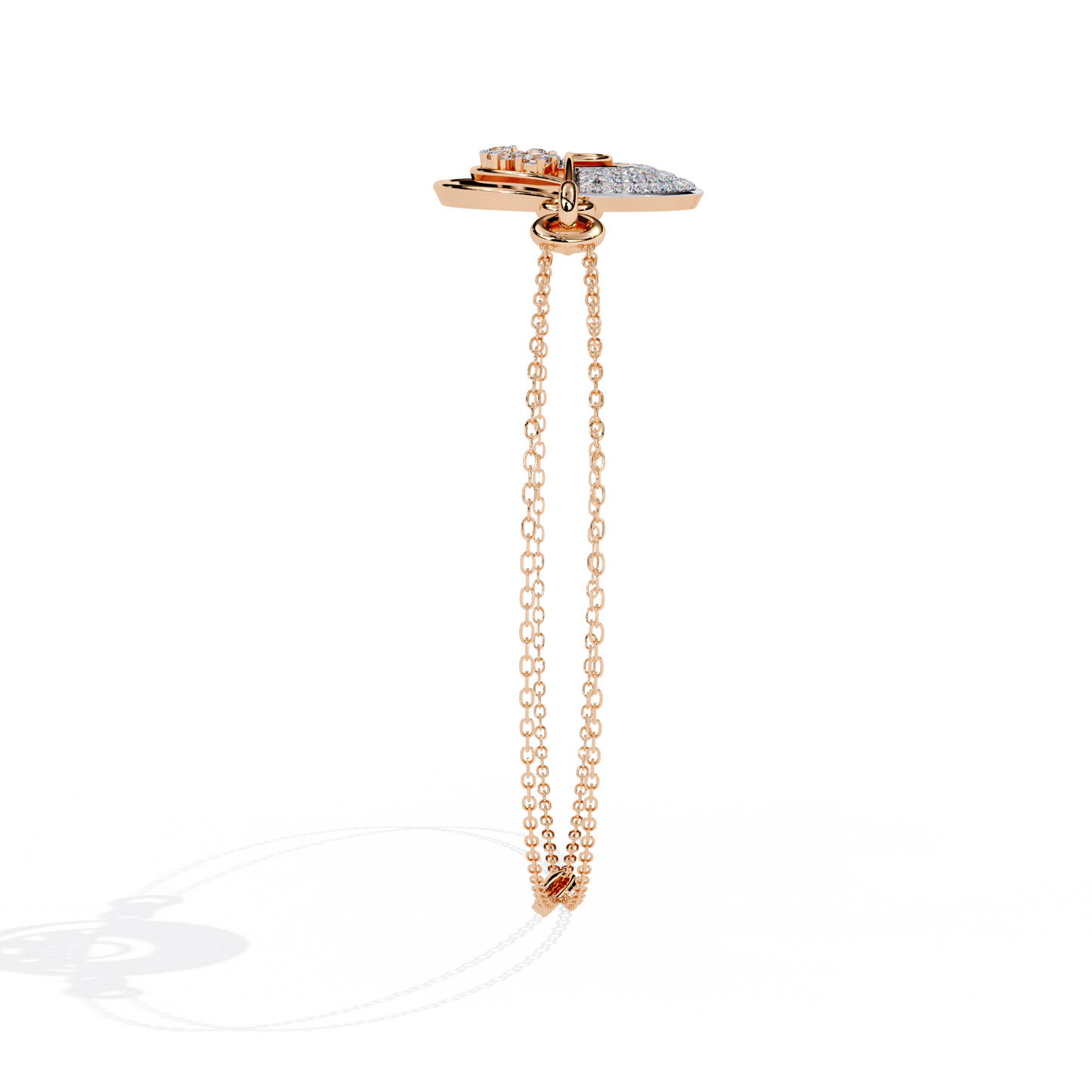 Round Cut Top Grade Diamond Unique 14k Solid Rose Gold Minimalist Handcrafted Cuff Bracelet For Women's