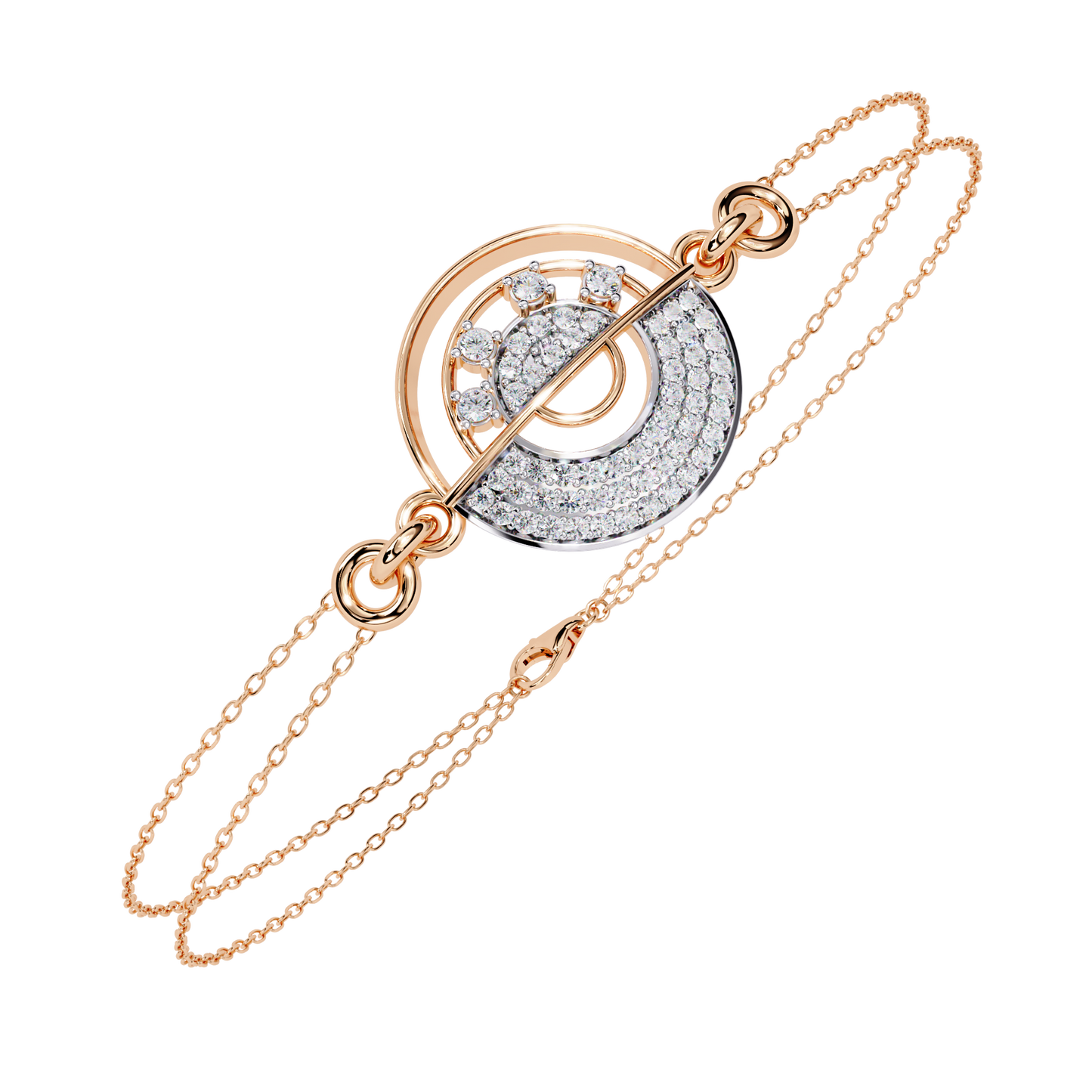Round Cut Top Grade Diamond Unique 14k Solid Rose Gold Minimalist Handcrafted Cuff Bracelet For Women's