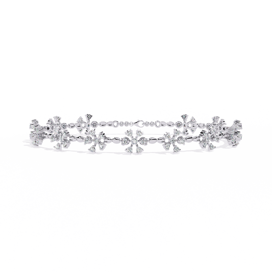 Round Cut Diamond Flower Shape Antique Stunning Sparkling Prefect Party Wear Tennis Bracelet