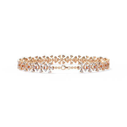 1.59Ct Round Cut Top Grade Diamond Antique Flower Shape Cluster Dainty Bridesmaid Tennis Bracelet Gift For Women's