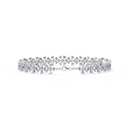 1.59Ct Round Cut Top Grade Diamond Antique Flower Shape Cluster Dainty Bridesmaid Tennis Bracelet Gift For Women's