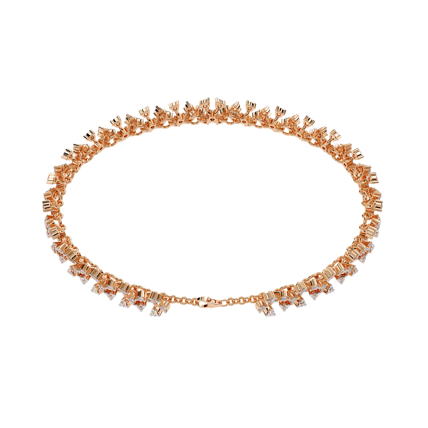 1.59Ct Round Cut Top Grade Diamond Antique Flower Shape Cluster Dainty Bridesmaid Tennis Bracelet Gift For Women's