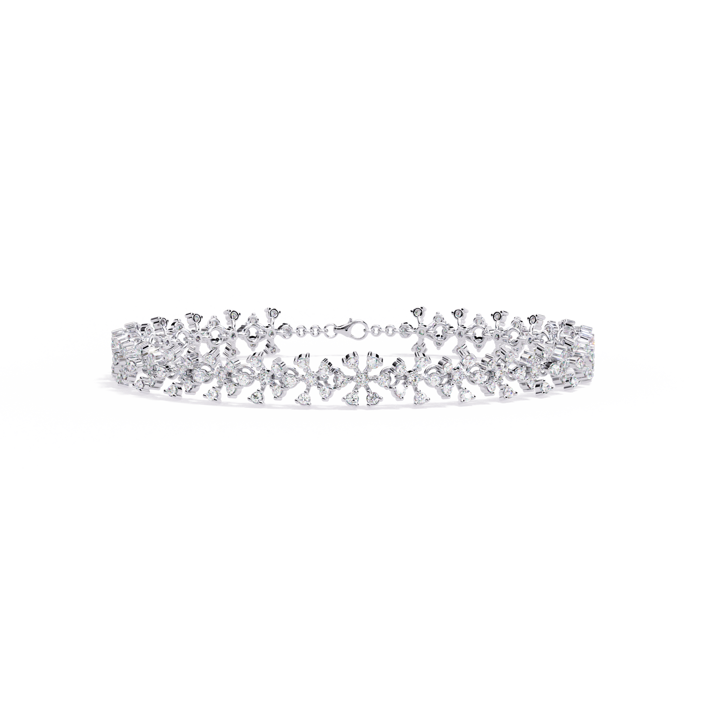 1.59Ct Round Cut Top Grade Diamond Antique Flower Shape Cluster Dainty Bridesmaid Tennis Bracelet Gift For Women's