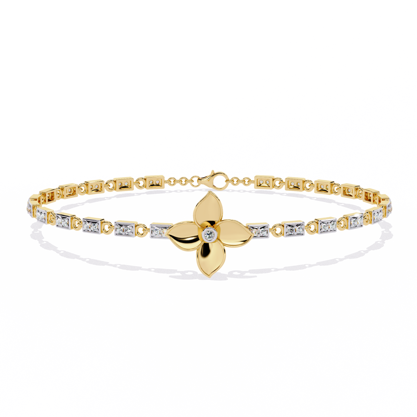 White Colorless Round Cut Diamond Unique Dainty Cluster Stackable Vintage Line Bracelet