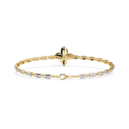 White Colorless Round Cut  Diamond Unique Dainty Cluster Stackable Vintage  Line Bracelet