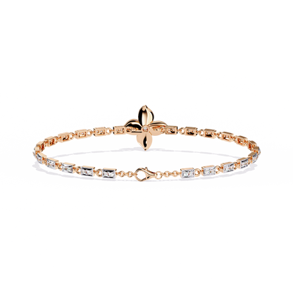 White Colorless Round Cut  Diamond Unique Dainty Cluster Stackable Vintage  Line Bracelet