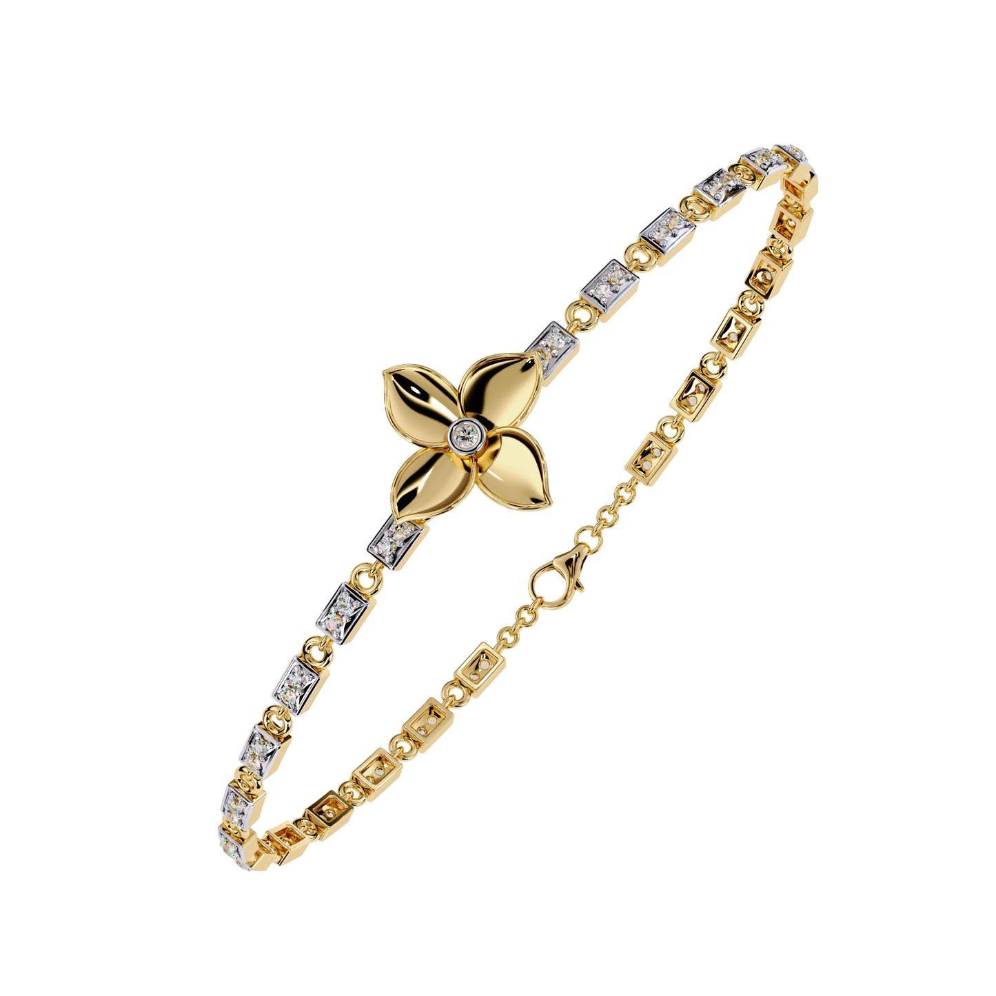 White Colorless Round Cut Diamond Unique Dainty Cluster Stackable Vintage Line Bracelet