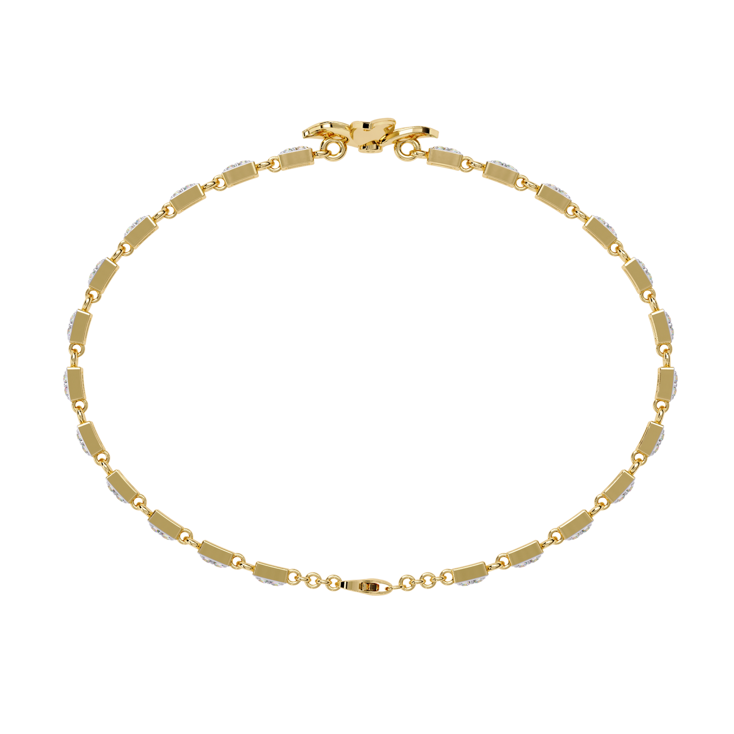 White Colorless Round Cut Diamond Unique Dainty Cluster Stackable Vintage Line Bracelet
