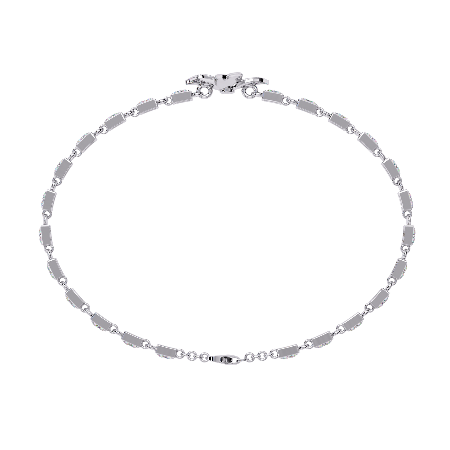 White Colorless Round Cut Diamond Unique Dainty Cluster Stackable Vintage Line Bracelet