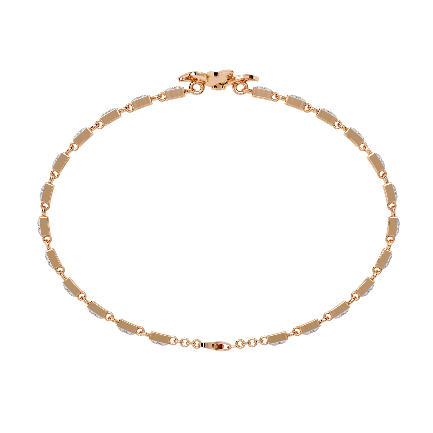 White Colorless Round Cut Diamond Unique Dainty Cluster Stackable Vintage Line Bracelet