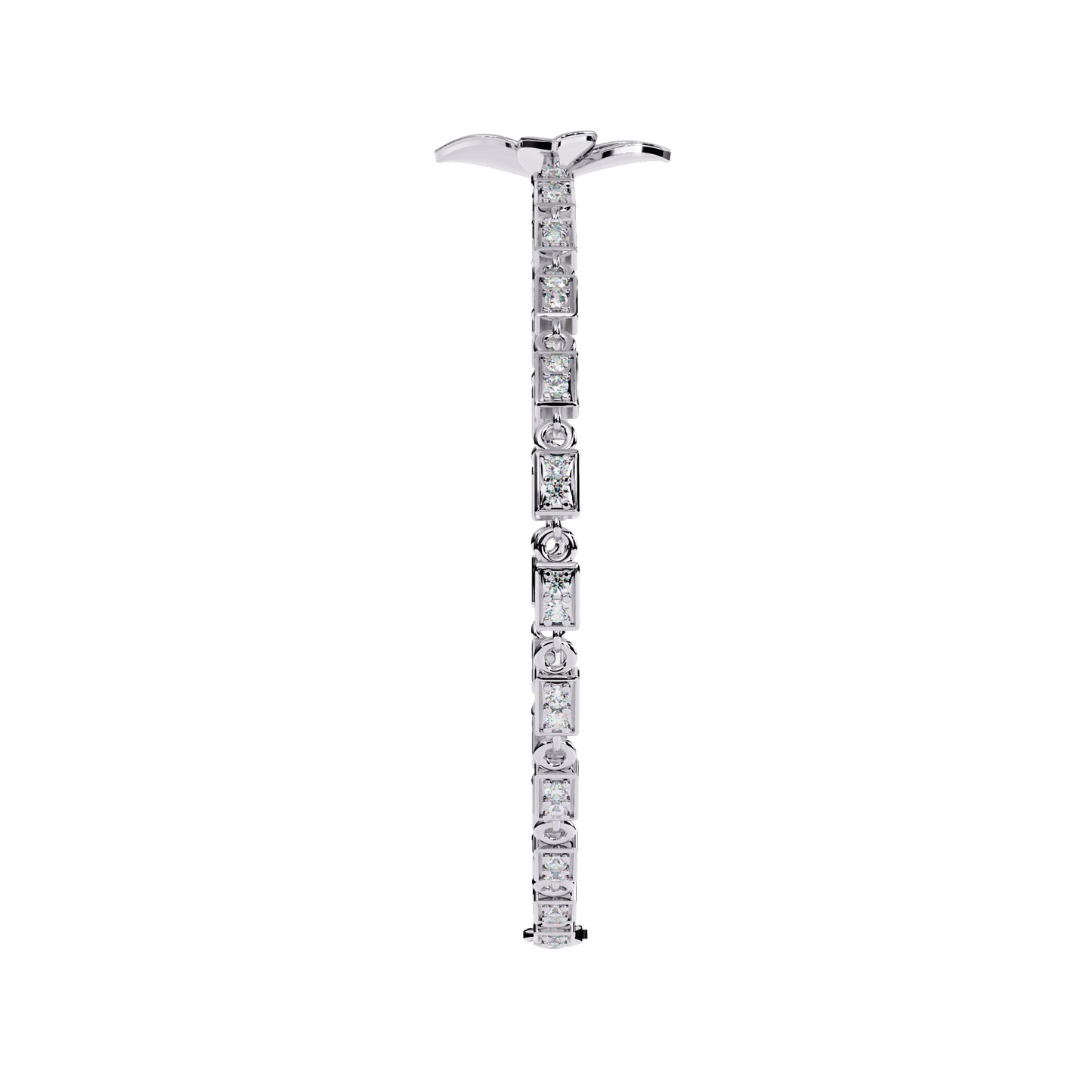White Colorless Round Cut Diamond Unique Dainty Cluster Stackable Vintage Line Bracelet