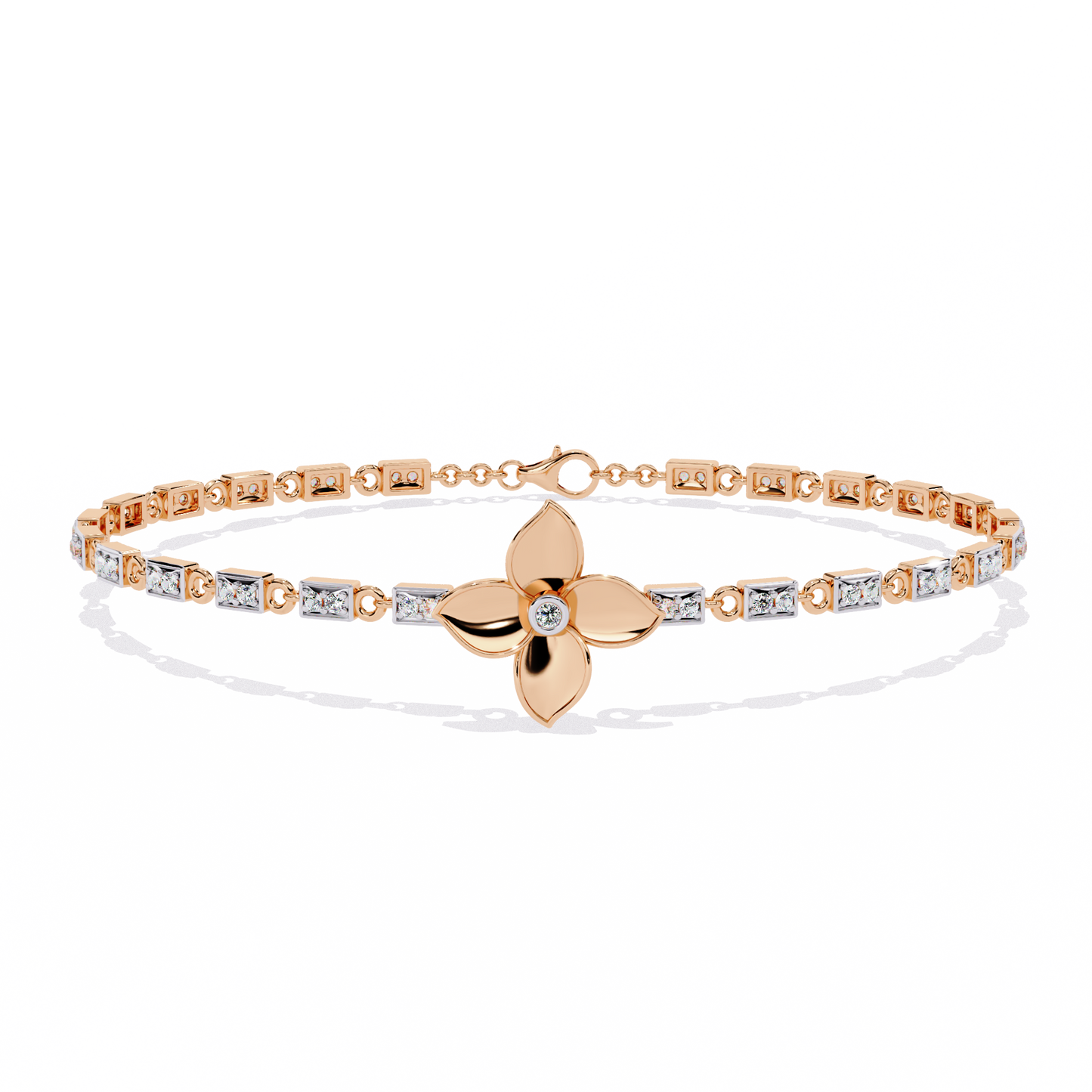 White Colorless Round Cut Diamond Unique Dainty Cluster Stackable Vintage Line Bracelet