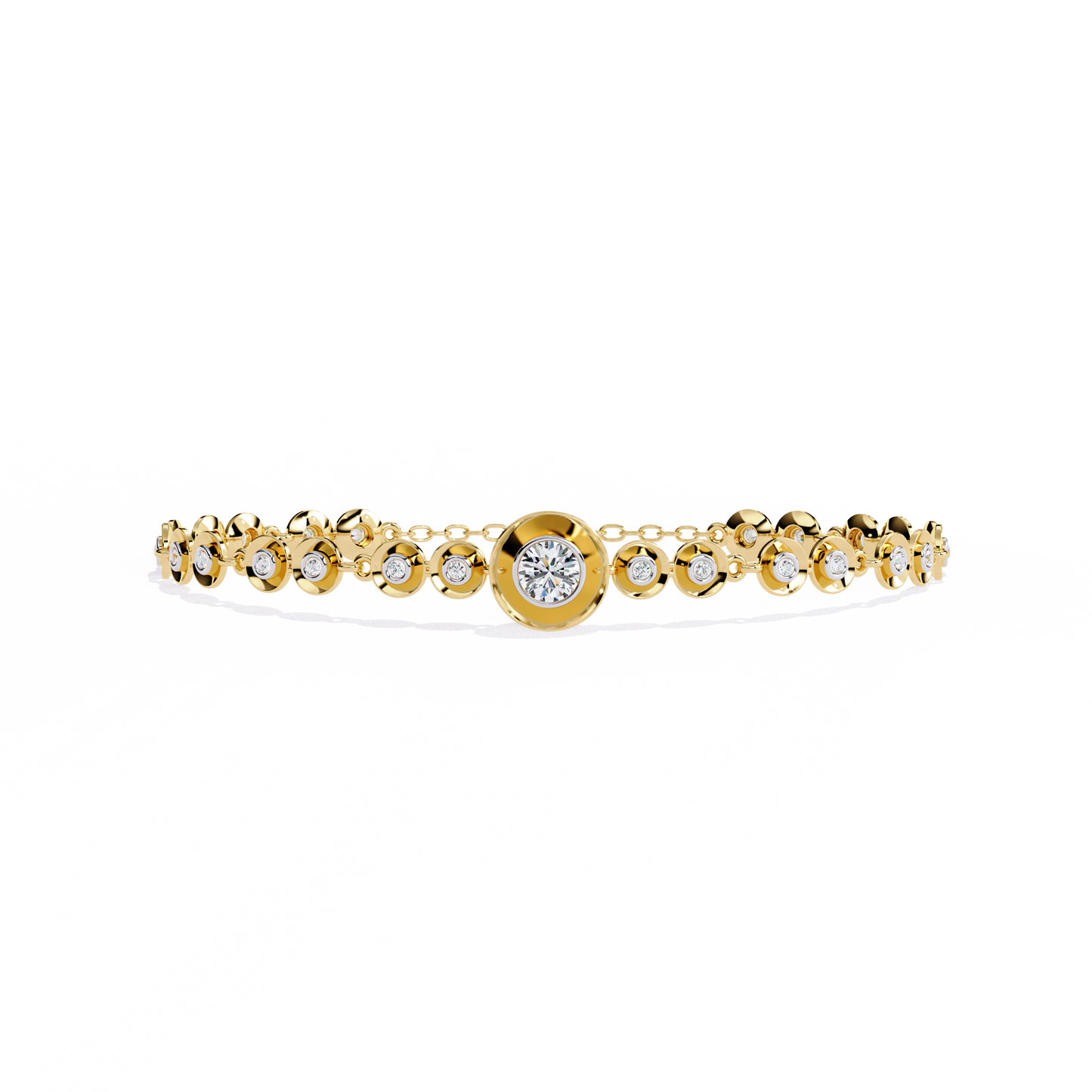 Round Cut Top Grade Lab Grown Diamond Bezel Set Unique Minimalist Bridesmaid Tennis Bracelet Gift For Her