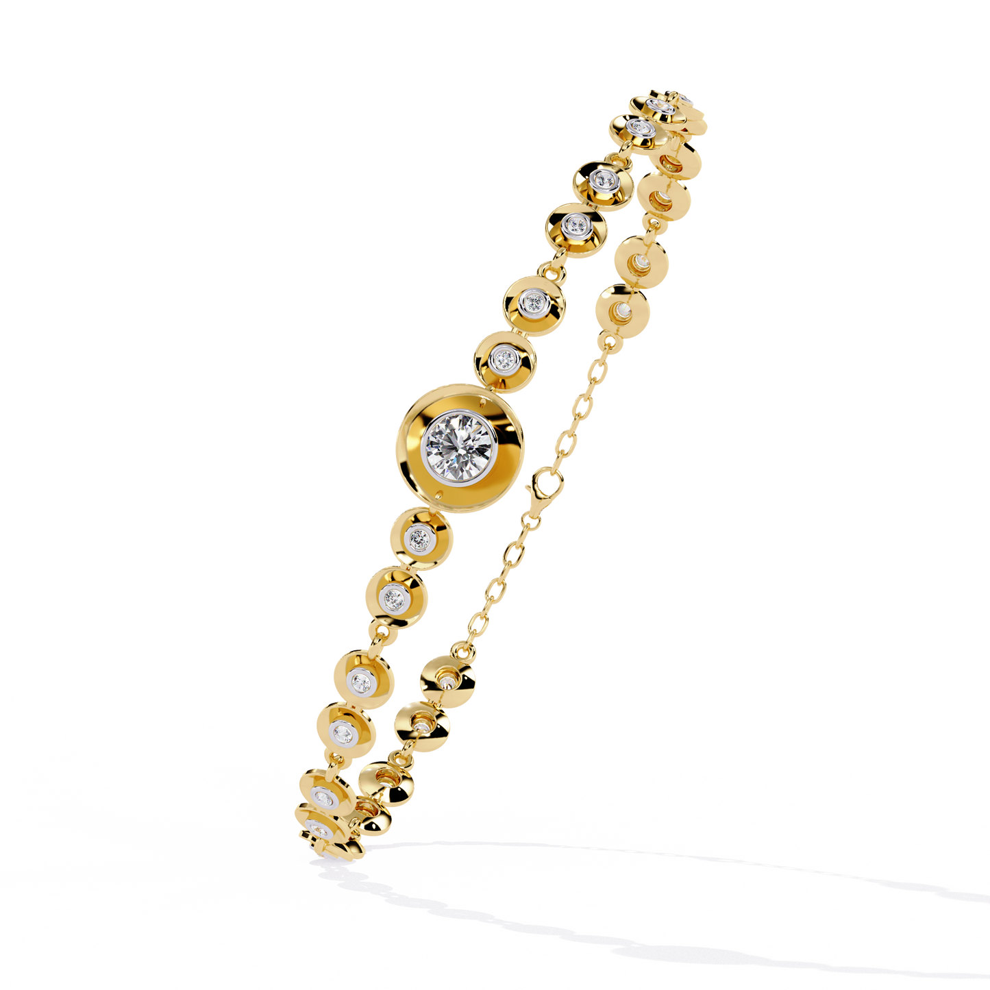 Round Cut Top Grade Lab Grown Diamond Bezel Set Unique Minimalist Bridesmaid Tennis Bracelet Gift For Her