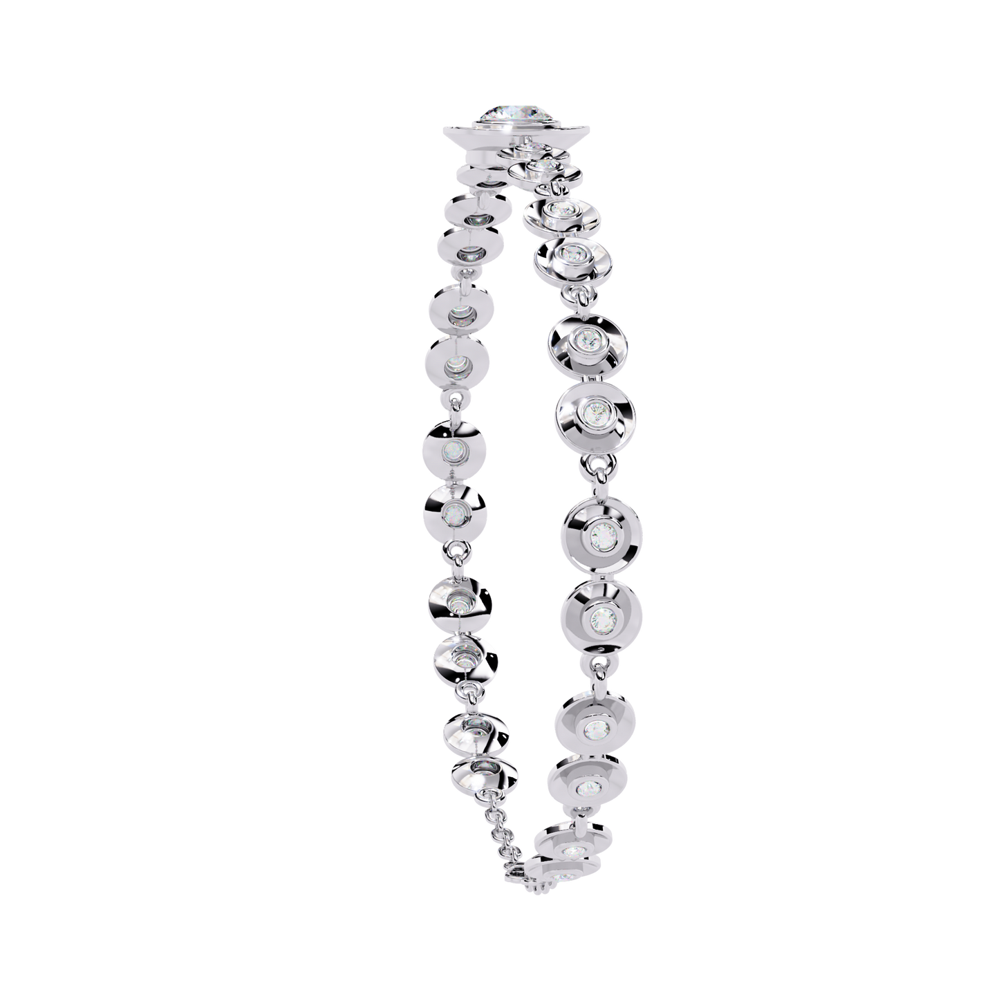 Round Cut Top Grade Lab Grown Diamond Bezel Set Unique Minimalist Bridesmaid Tennis Bracelet Gift For Her