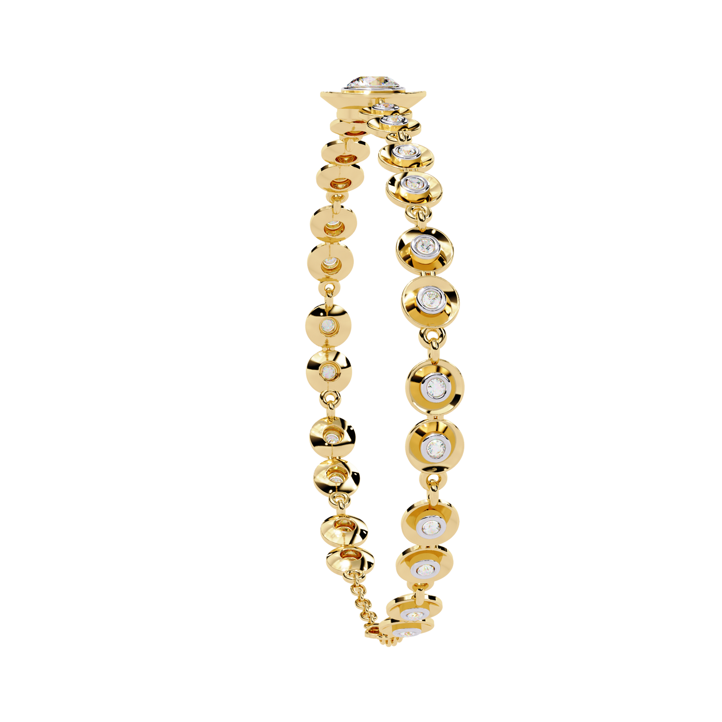 Round Cut Top Grade Lab Grown Diamond Bezel Set Unique Minimalist Bridesmaid Tennis Bracelet Gift For Her