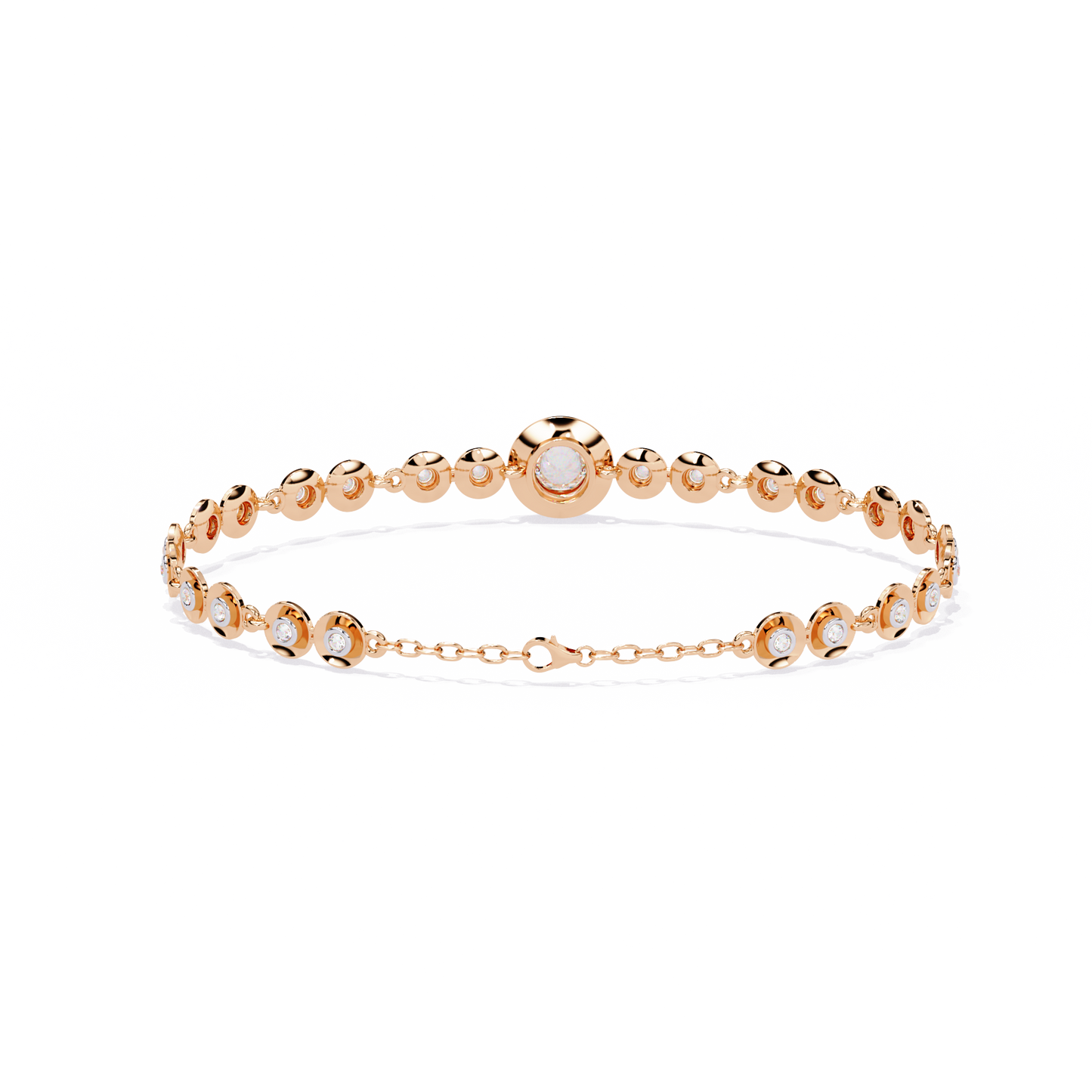 Round Cut Top Grade Lab Grown Diamond Bezel Set Unique Minimalist Bridesmaid Tennis Bracelet Gift For Her