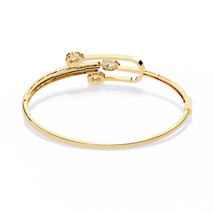 Vintage Pear And Round Cut High Quality Diamond Antique Statement Halo Style  Perfect Bangle For Her