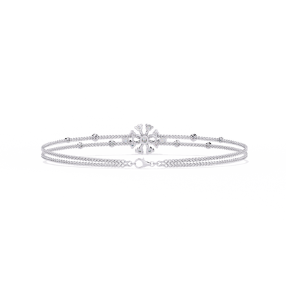 Round Cut White Colorless Diamond Art Deco Elegant Delicate Handmade Cuff Bracelet Gift For Her