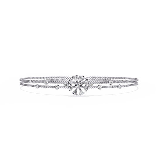 Round Cut White Colorless Diamond Art Deco Elegant Delicate Handmade Cuff Bracelet Gift For Her