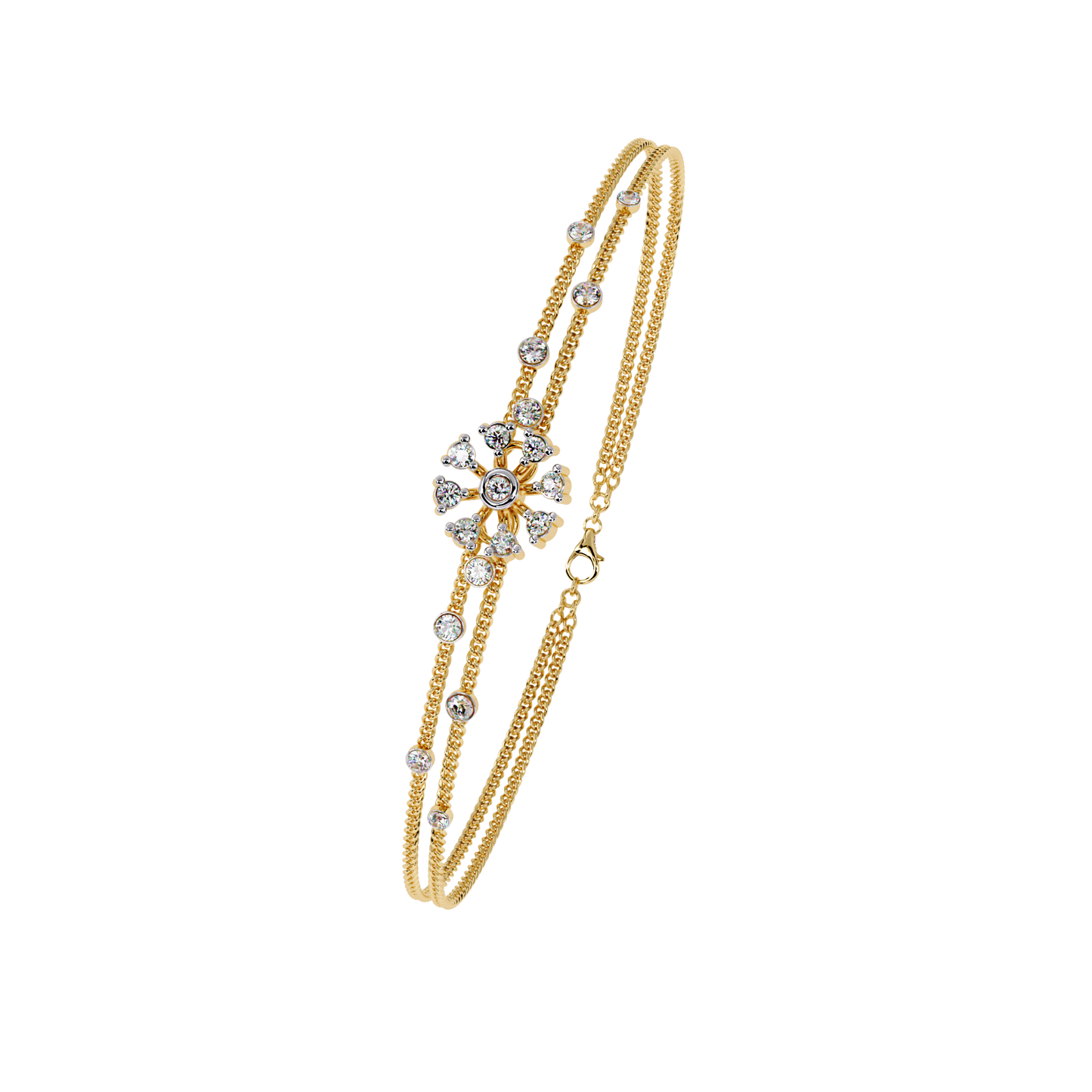 Round Cut White Colorless Diamond Art Deco Elegant Delicate Handmade Cuff Bracelet Gift For Her