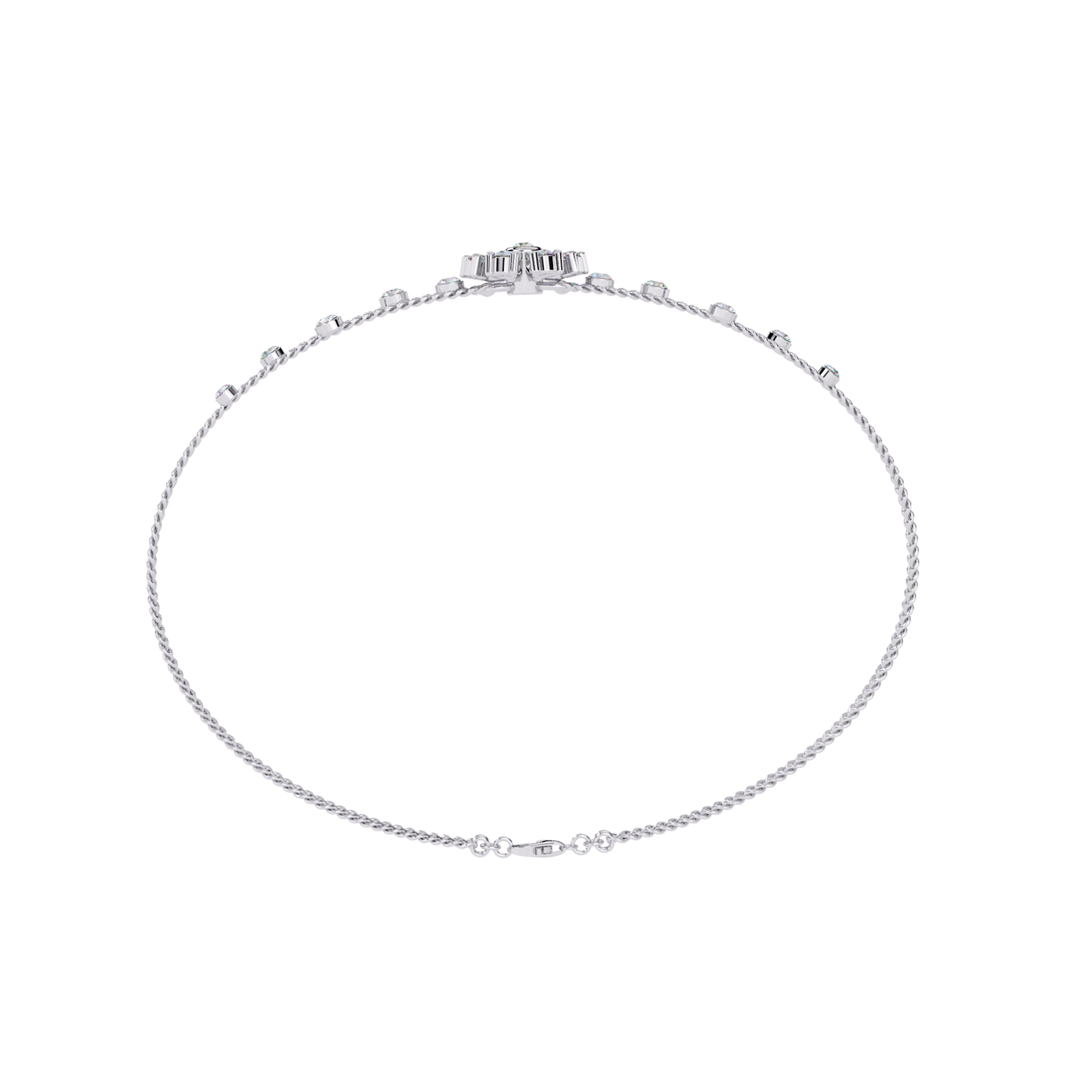 Round Cut White Colorless Diamond Art Deco Elegant Delicate Handmade Cuff Bracelet Gift For Her