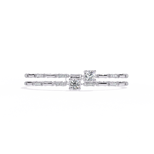 Vintage 2.21Ct Round Cut Diamond Prong Set Elegant Cluster Dainty Wedding Bracelet For Women's